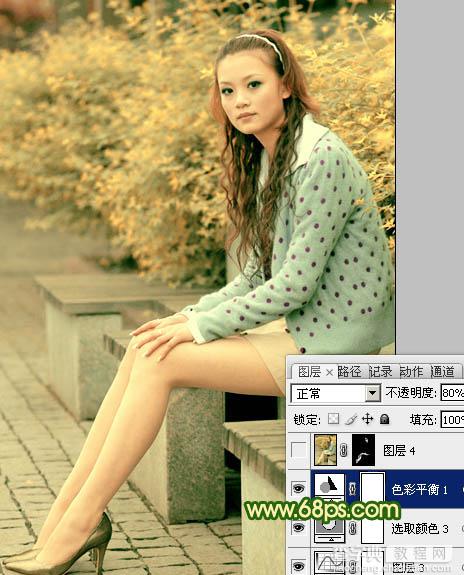 Photoshop将外景美女图片调制出温暖的橙绿色24