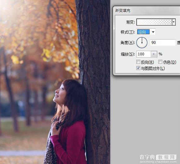 Photoshop将昏暗的树林人物图片增加暖暖的秋意效果16