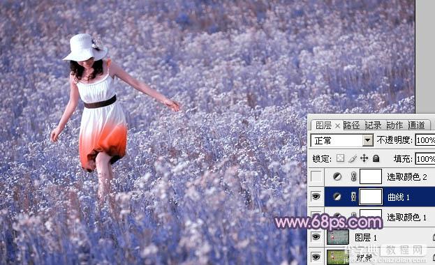 Photoshop为草原人物图片调制出梦幻的蓝红色效果10