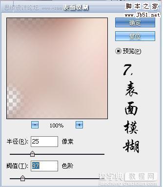 photoshop 利用外挂及模糊滤镜给人物脸部磨皮8