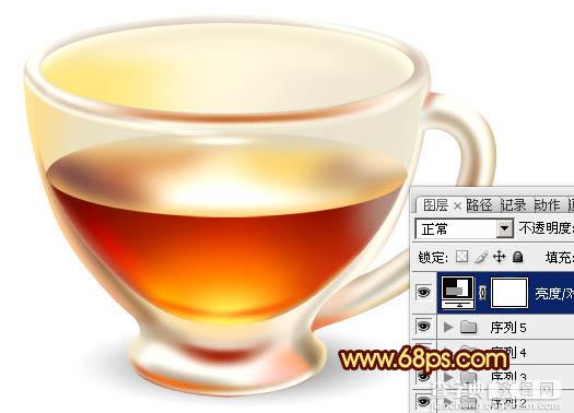 Photoshop制作出逼真的盛有红色液体的玻璃茶杯26