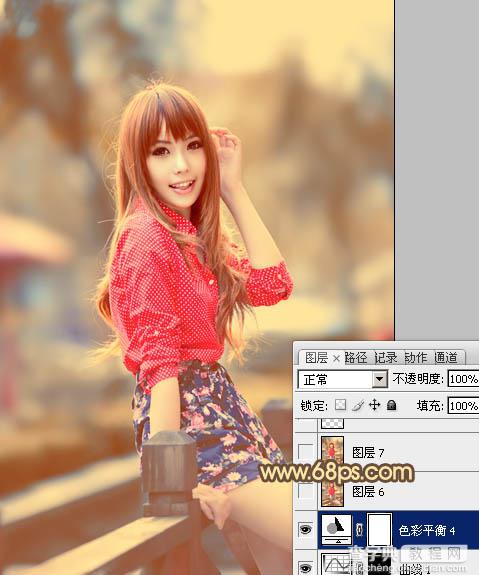 Photoshop制作柔和的暖调红褐色外景美女图片24