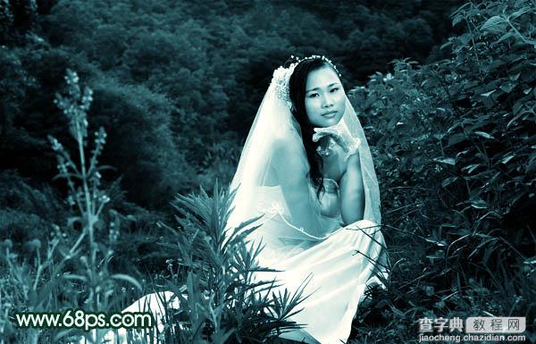 Photoshop将外景婚片打造出柔美的古典暗绿色效果8