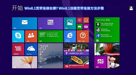 Win8.1系统中的宽带连接在哪里 Win8.1创建宽带连接方法步骤图解1