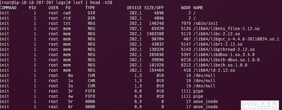 Linux lsof 命令使用详细说明1