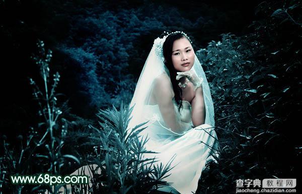 Photoshop将外景婚片打造出柔美的古典暗绿色效果26