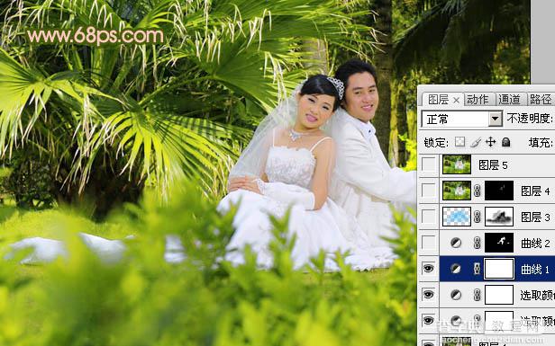 Photoshop将外景婚片调出清爽的甜美色10