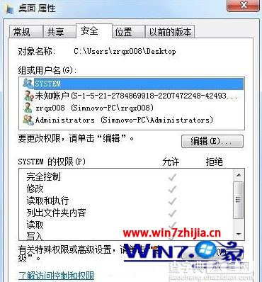 在安全选项卡下有未知账户Win7 32位系统下如何删除未知帐户1