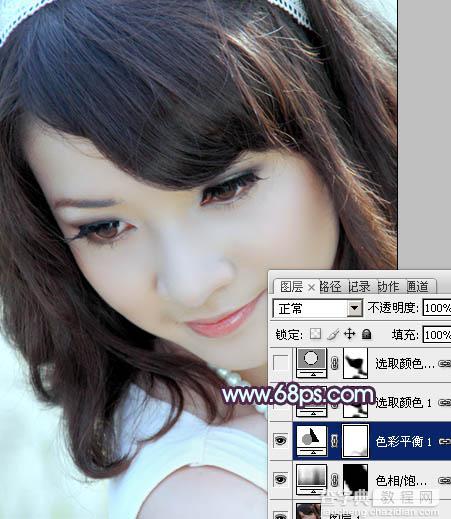 Photoshop将美女头像图片调出经典的朦胧紫色调效果9