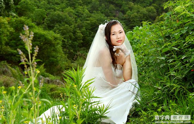 Photoshop将外景婚片打造出柔美的古典暗绿色效果1
