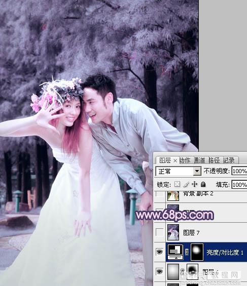 Photoshop将外景婚片打造成浪漫的紫红色24