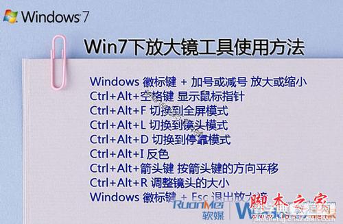 Windows7系统中放大镜的使用和快捷键介绍2