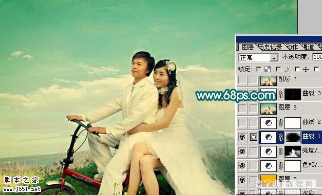 Photoshop 外景婚片温馨的暖色调14