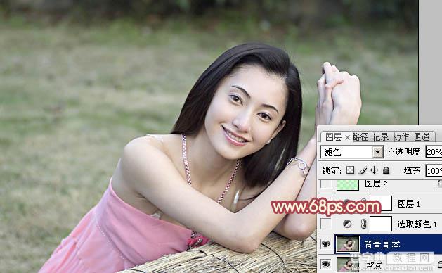 Photoshop将美女图片打造出甜美的春季粉红色3