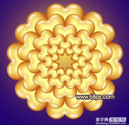 photoshop将利用水晶心形制作成漂亮的橙黄色花朵效果19