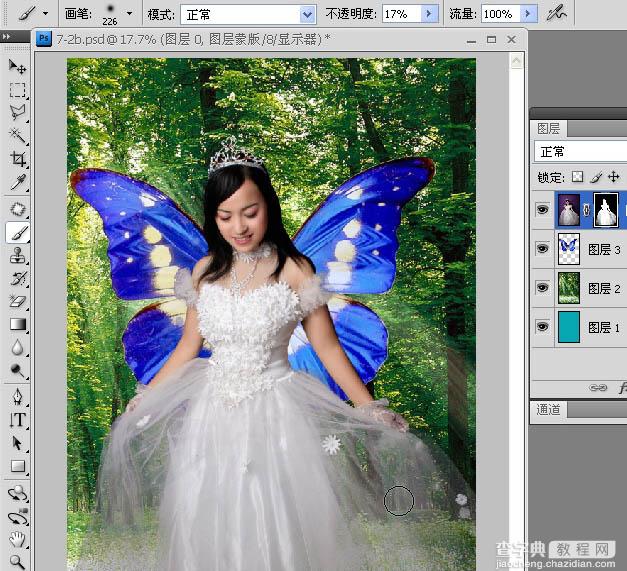 Photoshop制作唯美的粉红色蝴蝶仙子效果教程20