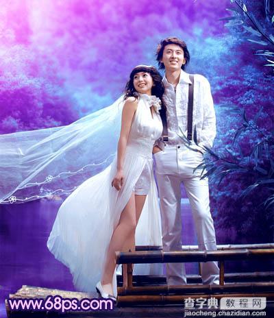 Photosho将河景婚片调制出梦幻的蓝紫色28