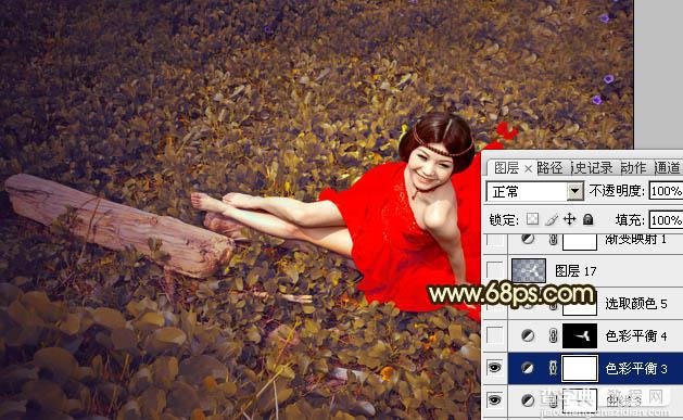 Photoshop将草地婚片调制出柔美的暗调黄褐色效果33