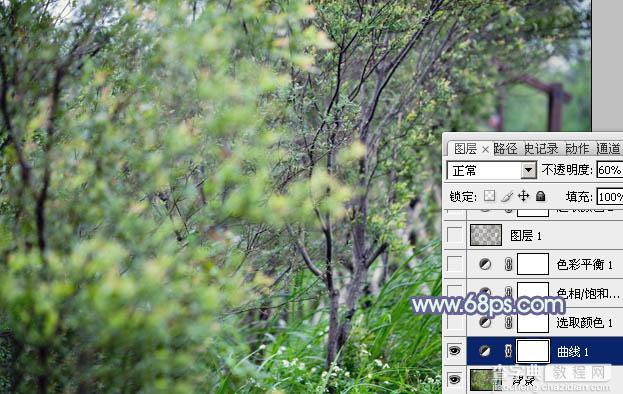 Photoshop为树林人物图片增加上唯美的韩系淡蓝色效果7