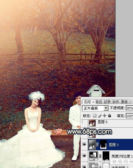 Photosho将公园婚片调制出漂亮的暗红色23