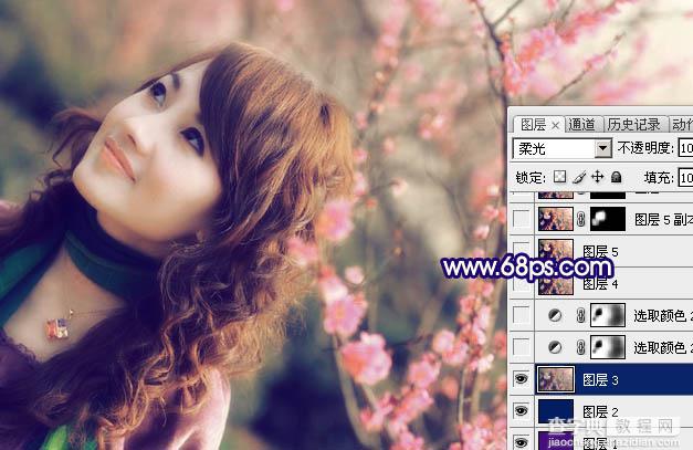 Photoshop 淡淡粉红色人物照片8