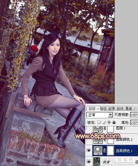 Photoshop为暗调外景人物图片调制出漂亮的蓝橙色效果10