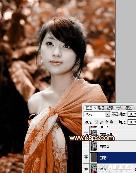 Photoshop将外景美女图片调制出非常有个性的橙褐色3