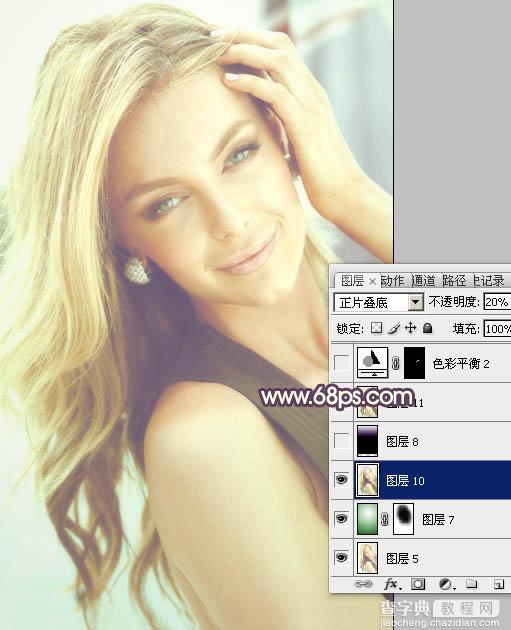 Photoshop制作甜美的淡黄色美女图片21