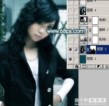 Photoshop照片调色:青色调MM照片4
