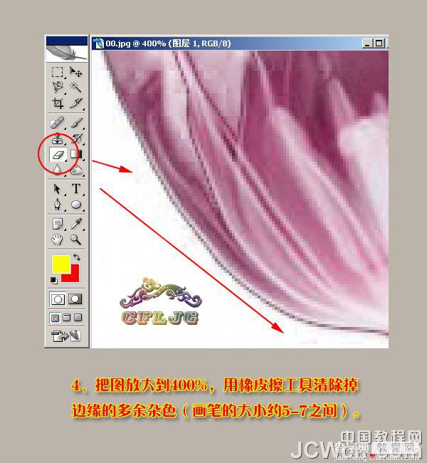 photoshop 利用背景橡皮擦工具快速抠出背景单一的花朵6