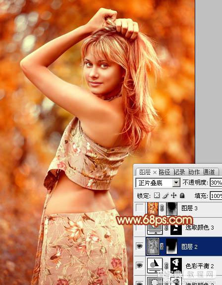 Photoshop将外景美女图片打造出唯美的橙红色效果22