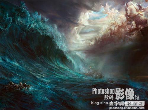 Photoshop 打造一幅梦幻的暗夜波涛图1