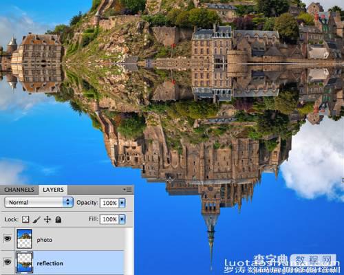 Photoshop将建筑物图片制作出水波倒影效果4