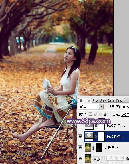 Photoshop将树林写真人物图片打造出漂亮的橙紫色8