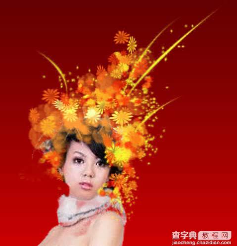 Photoshop 打造亮丽的红色古典美女写真16