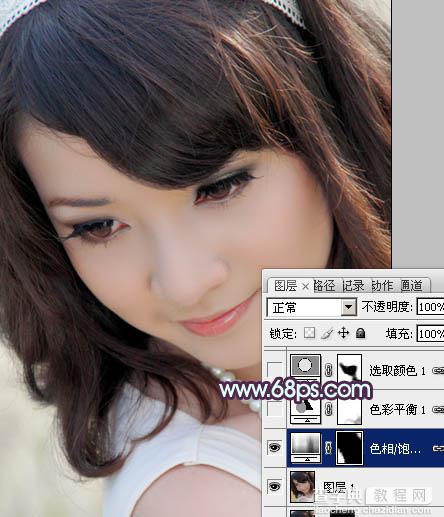 Photoshop将美女头像图片调出经典的朦胧紫色调效果6