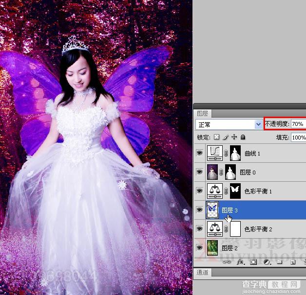 Photoshop制作唯美的粉红色蝴蝶仙子效果教程27
