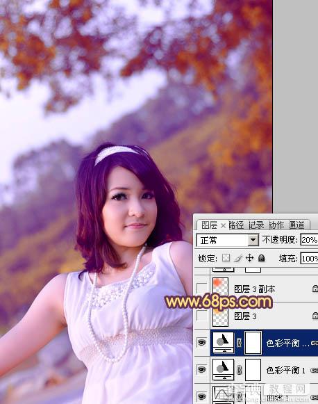 Photoshop将外景美女图片调成绚丽的紫红色19