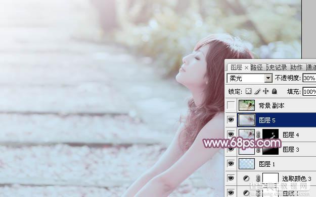 Photoshop将美女图片快速打造出柔和的韩系淡蓝色效果23