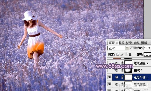 Photoshop为草原人物图片调制出梦幻的蓝红色效果19
