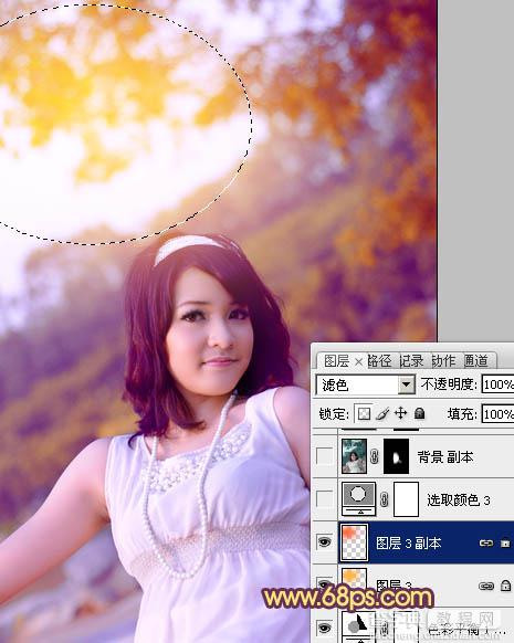 Photoshop将外景美女图片调成绚丽的紫红色21