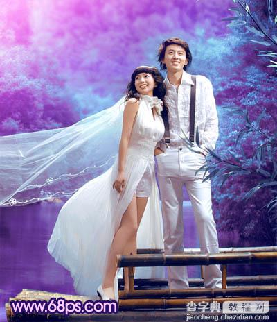Photosho将河景婚片调制出梦幻的蓝紫色23