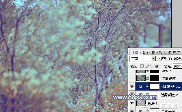 Photoshop为树林人物图片增加上唯美的韩系淡蓝色效果27