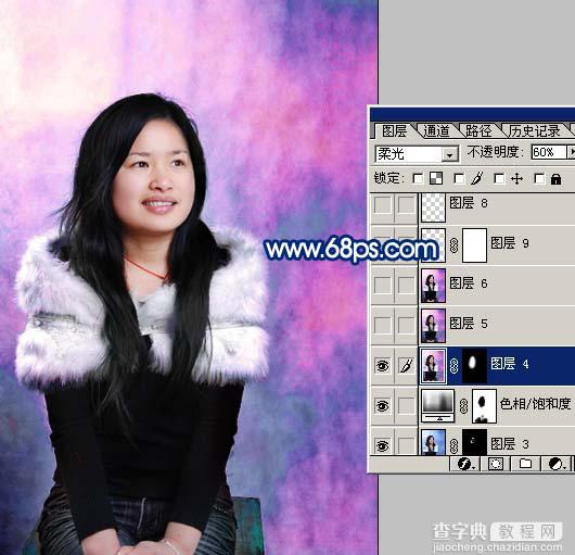 Photoshop 照片加上绚丽的蓝紫色背景11