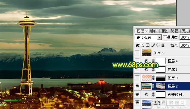 Photoshop打造青黄色夜景图片效果6