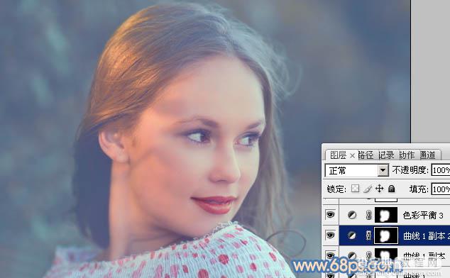 Photoshop将外景美女图片调制出朦胧的淡蓝色23