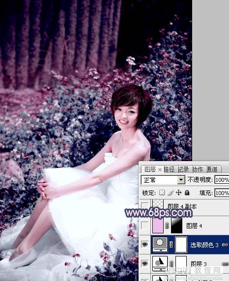 Photoshop将外景人物图片调成柔和的古典暗调青紫色28