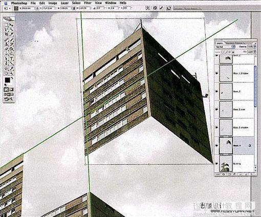 Photoshop 楼房拆分成方块效果24