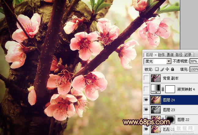 Photoshop调出桃花图片漂亮的粉红色28