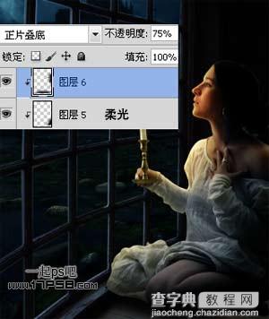 photoshop合成手持烛光欣赏夜景的美女图片效果17